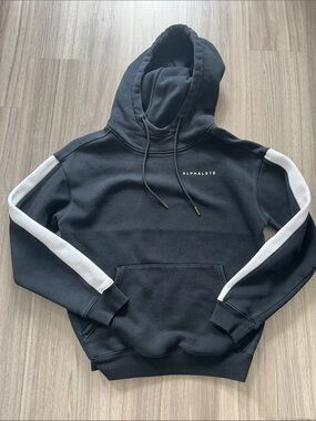 Alphalete Athletics Heritage Hoodie Black with White Stripe (Sz S)